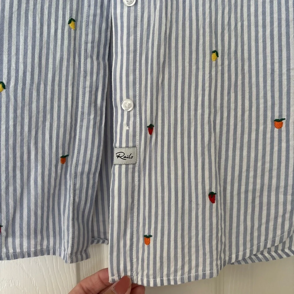 Rails Taylor Embroidered Citrus Button Up Cotton Blend Blouse - Picture 5 of 8